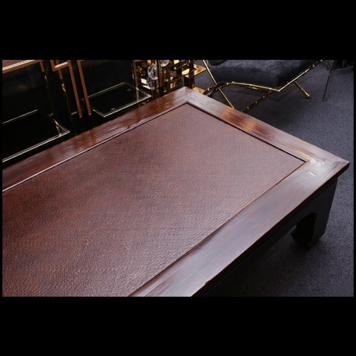 Lit ou table basse avec structure en bois de teck massif et vernis chamois 76-Opium
