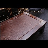 Bed or coffee table with frame in solid teak wood and buff varnished 76-Opium
