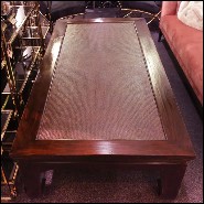 Bed or coffee table with frame in solid teak wood and buff varnished 76-Opium