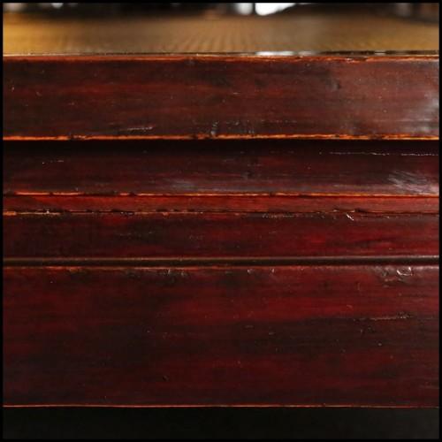 Bed or coffee table with frame in solid teak wood and buff varnished 76-Opium