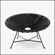 Armchair with base feet in black lacquered matt finish and seat in black plaited PVC 30-Nest Black