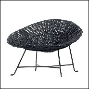 Armchair with base feet in black lacquered matt finish and seat in black plaited PVC 30-Nest Black