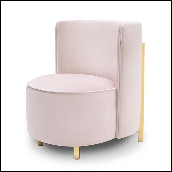 Fauteuil recouvert de tissu velours rose clair 162-Pinky