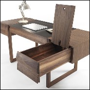 Bureau avec piétement en bois de noyer massif 154-Scribe