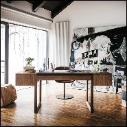 Bureau avec piétement en bois de noyer massif 154-Scribe