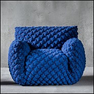 Armchair upholstered with foam in polyurethane covered by a polyester fibre quilting and a goose down 30-Smooth Blue