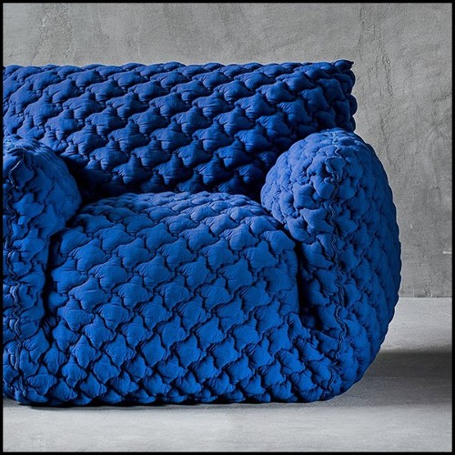 Armchair upholstered with foam in polyurethane covered by a polyester fibre quilting and a goose down 30-Smooth Blue