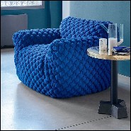 Armchair upholstered with foam in polyurethane covered by a polyester fibre quilting and a goose down 30-Smooth Blue