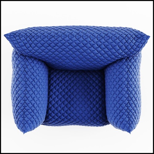 Armchair upholstered with foam in polyurethane covered by a polyester fibre quilting and a goose down 30-Smooth Blue