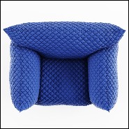 Armchair upholstered with foam in polyurethane covered by a polyester fibre quilting and a goose down 30-Smooth Blue