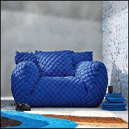 Armchair upholstered with foam in polyurethane covered by a polyester fibre quilting and a goose down 30-Smooth Blue