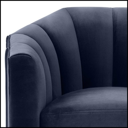 Armchair upholstered with Savona midnight blue or Savona sea green velvet 24-Lancelo