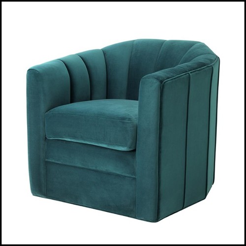 Armchair upholstered with Savona midnight blue or Savona sea green velvet 24-Lancelo