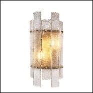 Wall Lamp with structure in antique brass finish and hand blown glass 24-Caprera