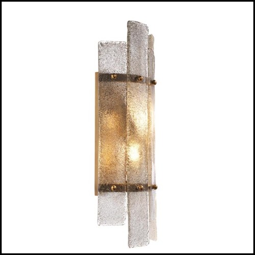 Applique avec structure en laiton antique et verre soufflé à la main 24-Caprera