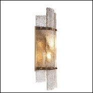 Wall Lamp with structure in antique brass finish and hand blown glass 24-Caprera
