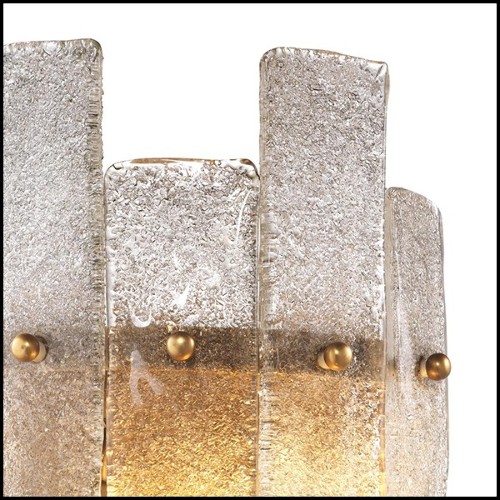 Wall Lamp with structure in antique brass finish and hand blown glass 24-Caprera
