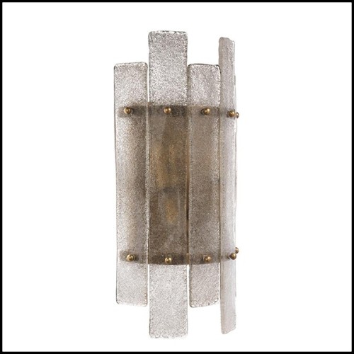 Wall Lamp with structure in antique brass finish and hand blown glass 24-Caprera