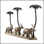Candle Holder with structure in antique brass and bronze finish 24-Tri Elephant