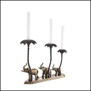 Candle Holder with structure in antique brass and bronze finish 24-Tri Elephant