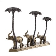 Candle Holder with structure in antique brass and bronze finish 24-Tri Elephant