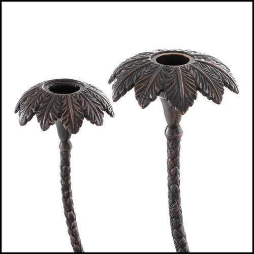 Candle Holder with structure in antique brass and bronze finish 24-Tri Elephant