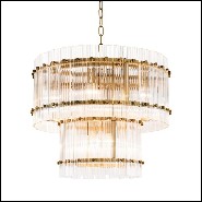 Chandelier with structure in antique brass finish and clear glass 24-Horny S and L
