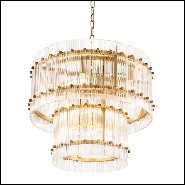 Chandelier with structure in antique brass finish and clear glass 24-Horny S and L