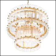 Chandelier with structure in antique brass finish and clear glass 24-Horny S and L