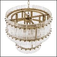 Chandelier with structure in antique brass finish and clear glass 24-Horny S and L