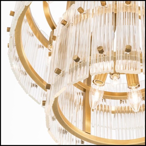 Chandelier with structure in antique brass finish and clear glass 24-Horny S and L