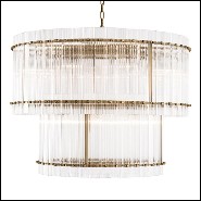 Chandelier with structure in antique brass finish and clear glass 24-Horny S and L