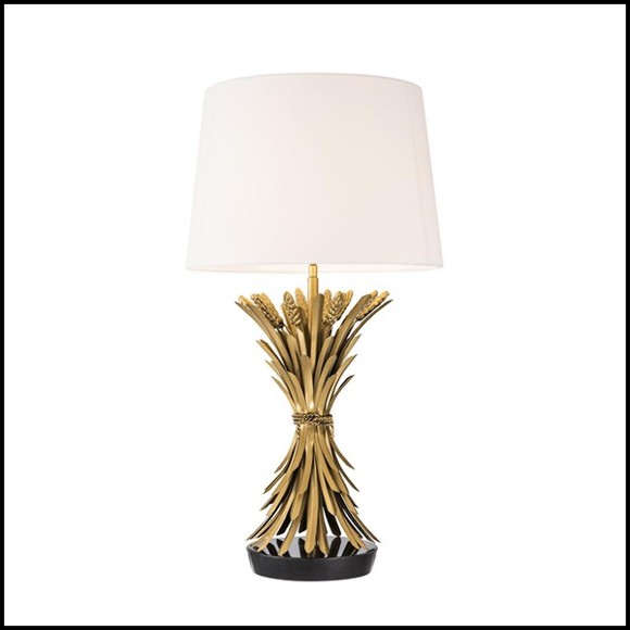 Table lamp with structure in antique gold finish and black granite base 24-Wheat Sheaf