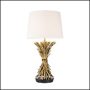 Table lamp with structure in antique gold finish and black granite base 24-Wheat Sheaf