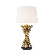 Lampe de table avec structure finition antique Gold et base en granite noir 24-Wheat Sheaf