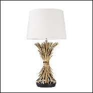 Table lamp with structure in antique gold finish and black granite base 24-Wheat Sheaf
