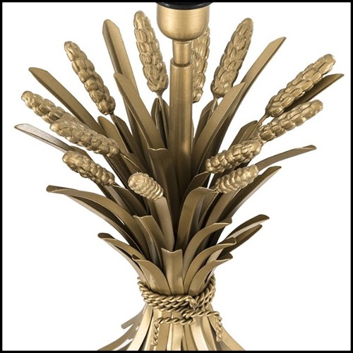 Lampe de table avec structure finition antique Gold et base en granite noir 24-Wheat Sheaf