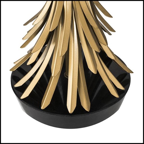 Table lamp with structure in antique gold finish and black granite base 24-Wheat Sheaf
