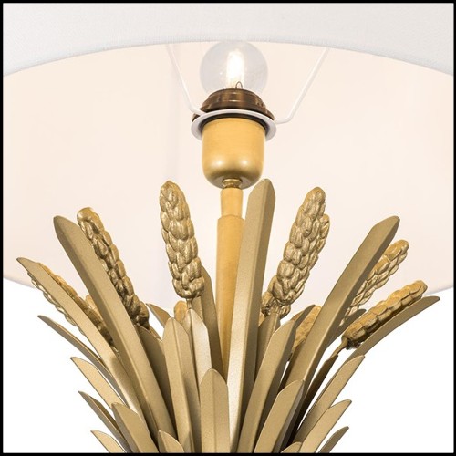 Table lamp with structure in antique gold finish and black granite base 24-Wheat Sheaf