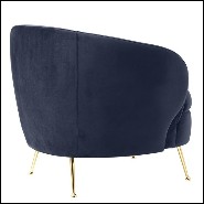 Armchair with solid wood structure upholstered with Savona Midnight blue velvet fabric 24-Centurion