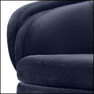 Armchair with solid wood structure upholstered with Savona Midnight blue velvet fabric 24-Centurion