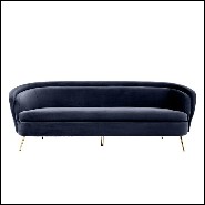 Sofa with solid wood structure upholstered with Savona Midnight blue velvet fabric 24-Centurion