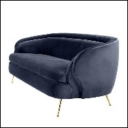 Canapé avec structure en bois massif recouvert de tissu en velours bleu Savona Midnight 24-Centurion