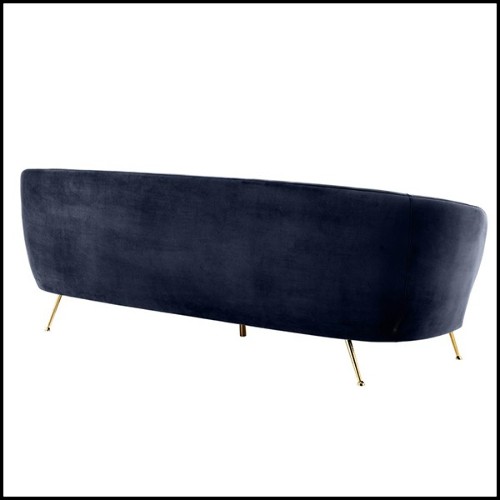 Canapé avec structure en bois massif recouvert de tissu en velours bleu Savona Midnight 24-Centurion