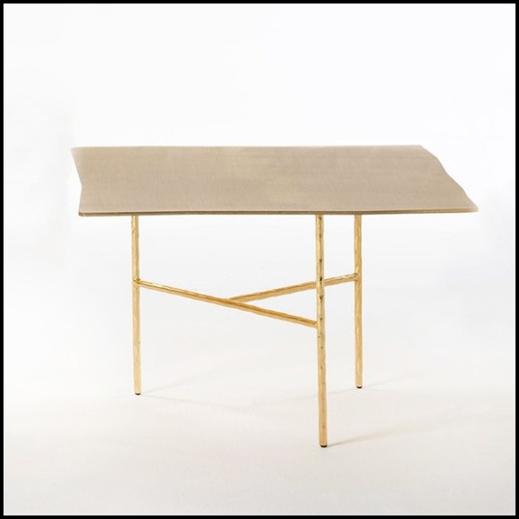 Table basse avec toute la structure en fer forgé et finitions Gold ou nickel 107-Quadruple Square