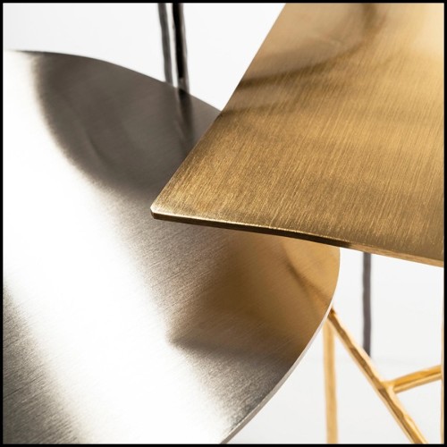 Side table with all structure in wrought iron in gold or nickel finish 107-Quadruple