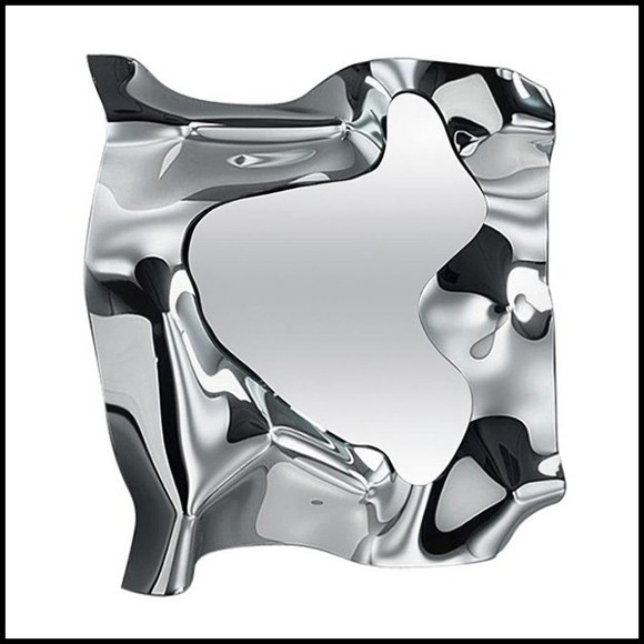 Miroir en verre miroir fondu à haute température avec cadre en métal peint vernis et dos argenté 146-Kinky Square