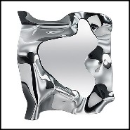 Mirror in high temperature fused mirror glass with painted polished metal frame and silvered back 146-Kinky Square