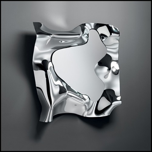 Miroir en verre miroir fondu à haute température avec cadre en métal peint vernis et dos argenté 146-Kinky Square