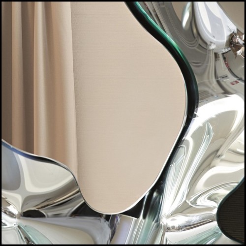 Miroir en verre miroir fondu à haute température avec cadre en métal peint vernis et dos argenté 146-Kinky Square